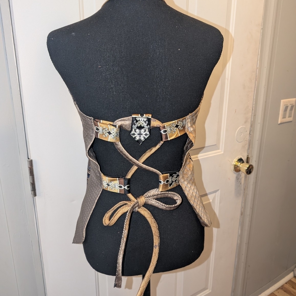 Patchwork Corset Top in Brown and Black - Picture 3 of 3